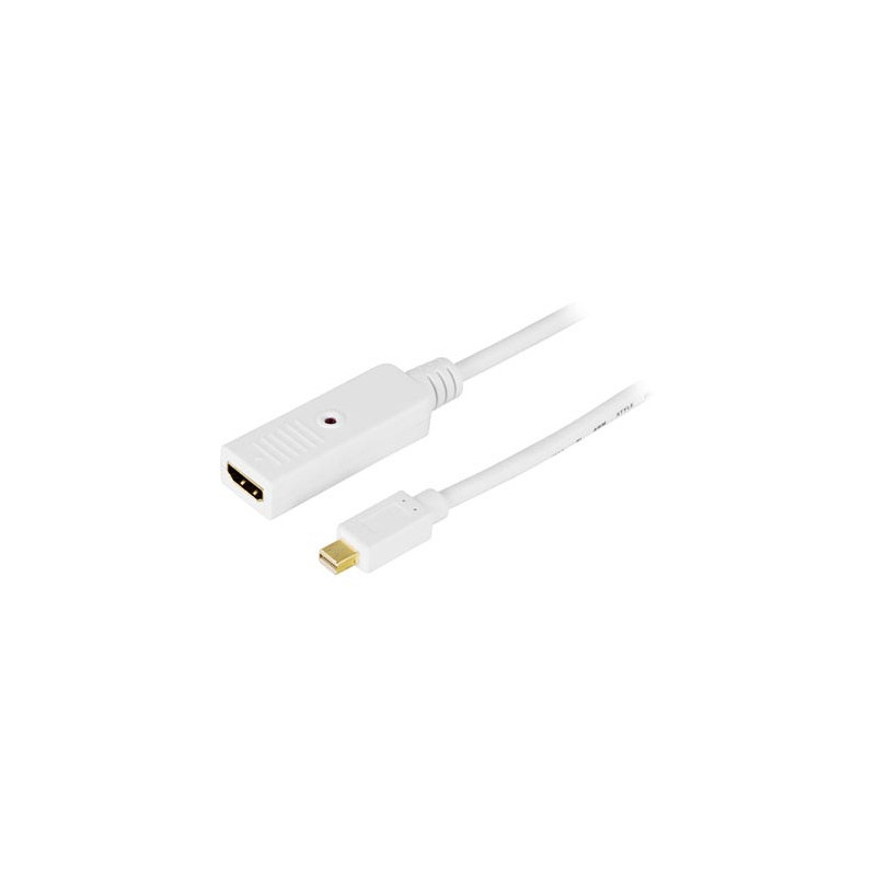 Deltaco DP-HDMI100 videokaapeli-adapteri 1 m Mini DisplayPort HDMI-tyyppi A (vakio) Valkoinen