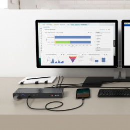 DICOTA D31952-UK kannettavien tietokoneiden telakka ja porttitoistin Langallinen USB Type-C musta