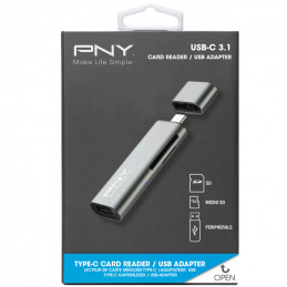 PNY R-TC-UA-3N1E01-RB kortinlukija USB 3.2 Gen 1 (3.1 Gen 1) Type-C Metallinen