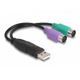 DeLOCK 61051 PS 2-johto 0,17 m 2x 6-p Mini-DIN USB A musta, Vihreä, Purppura