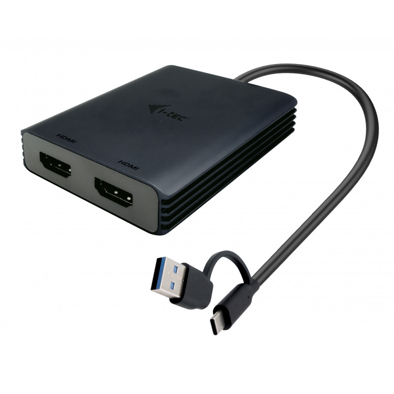 i-tec CADUAL4KHDMI videokaapeli-adapteri 0,27 m USB Type-A USB Type-C 2 x HDMI musta