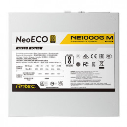 Antec Neo ECO Modular NE1000G M White ATX 3.0 virtalähdeyksikkö 1000 W 20+4 pin ATX Valkoinen