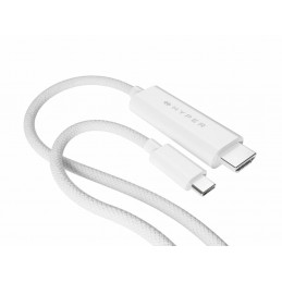 HYPER HD6007WHGL HDMI-kaapeli 2,5 m USB-C HDMI-tyyppi A (vakio) Valkoinen