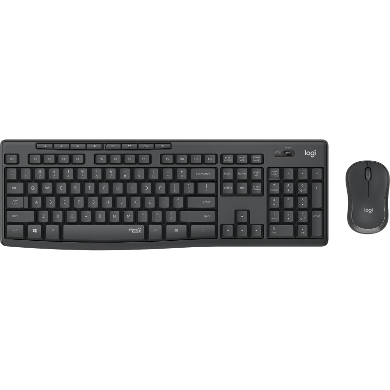 Logitech MK295 Silent Wireless Combo näppäimistö Sisältää hiiren Office USB QWERTY Pohjoismainen Grafiitti