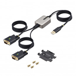 StarTech.com 2P6FFC-USB-SERIAL kaapelin sukupuolenvaihtaja USB-A 2 x DB-9 RS-232 musta, Harmaa