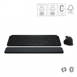 Logitech MX Keys S Combo näppäimistö Sisältää hiiren Office RF Wireless + Bluetooth QWERTY Kansainvälinen (US) Grafiitti