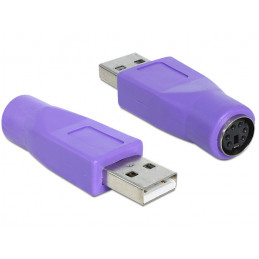 DeLOCK 65461 kaapelin sukupuolenvaihtaja USB-A PS 2 Violetti