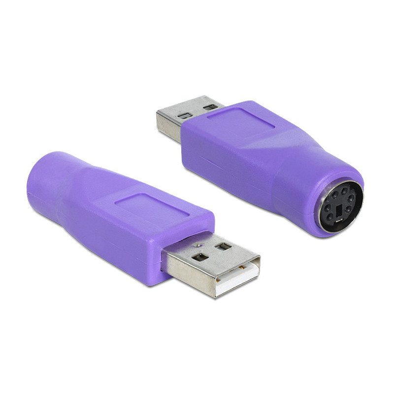 DeLOCK 65461 kaapelin sukupuolenvaihtaja USB-A PS 2 Violetti