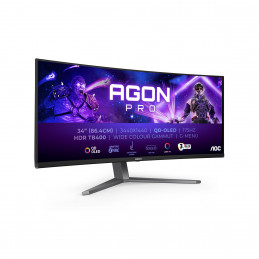 AOC AGON PRO AG346UCD tietokoneen litteä näyttö 86,4 cm (34") 3440 x 1440 pikseliä Wide Quad HD QDOLED musta, Harmaa