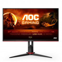 AOC G2 Q27G2U BK tietokoneen litteä näyttö 68,6 cm (27") 2560 x 1440 pikseliä Quad HD LED musta, Punainen