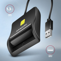 Axagon CRE-SM3N USB Smart card Flat älykortin lukijalaite Sisätila USB 2.0 musta