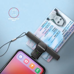 Axagon CRE-SMPC USB-C Smart card ID card PocketReader älykortin lukijalaite Sisätila USB Type-C musta