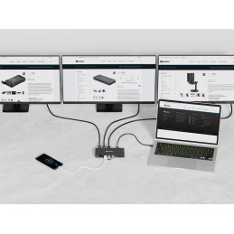 Sandberg 136-61 kannettavien tietokoneiden telakka ja porttitoistin Langallinen USB 3.2 Gen 1 (3.1 Gen 1) Type-C Harmaa