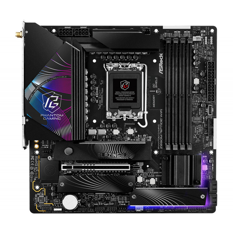 Asrock Phantom Gaming Z890M Riptide WiFi Intel Z890 LGA 1851 (Socket V1) mikro ATX