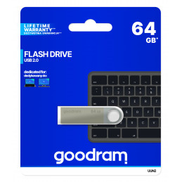 Goodram UUN2 USB-muisti 64 GB USB A-tyyppi 2.0 Hopea