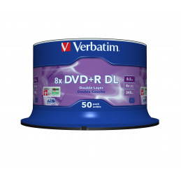 Verbatim DVD+R Double Layer 8x Matt Silver 50pk Spindle 8,5 GB DVD+R DL 50 kpl