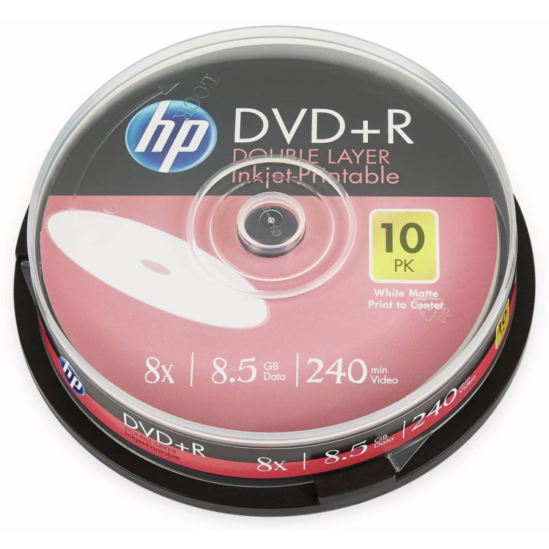 HP DRE00060WIP tyhjä DVD-levy 8,5 GB DVD+R 10 kpl