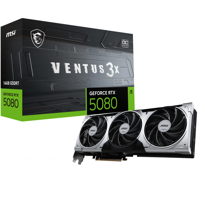 MSI VENTUS GEFORCE RTX 5080 16G 3X OC PLUS näytönohjain NVIDIA 16 GB GDDR7