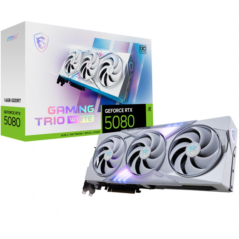 MSI GAMING GEFORCE RTX 5080 16G TRIO OC WHITE näytönohjain NVIDIA 16 GB GDDR7