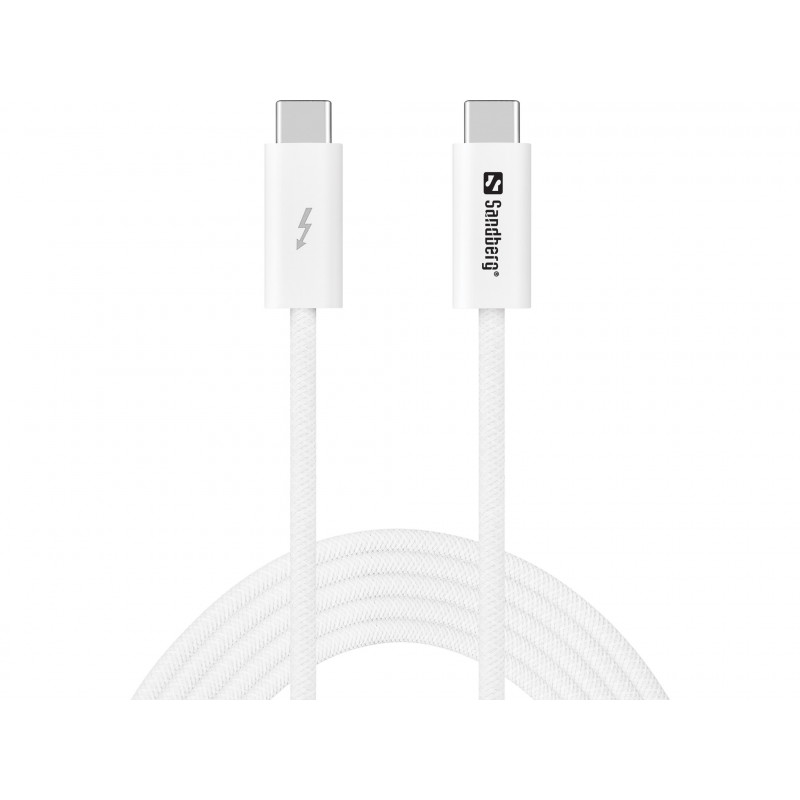 Sandberg 136-57 USB-kaapeli USB4 Gen 3x2 2 m USB C Valkoinen