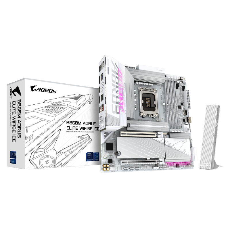 GIGABYTE B860M AORUS ELITE WF6E ICE Intel B860 LGA 1851 (Socket V1) mikro ATX