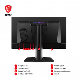 MSI MPG 271QRXDE QD-OLED tietokoneen litteä näyttö 67,3 cm (26.5") 2560 x 1440 pikseliä Wide Quad HD musta