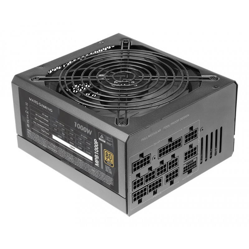 Mars Gaming MPB1000P virtalähdeyksikkö 1000 W 24-pin ATX ATX musta