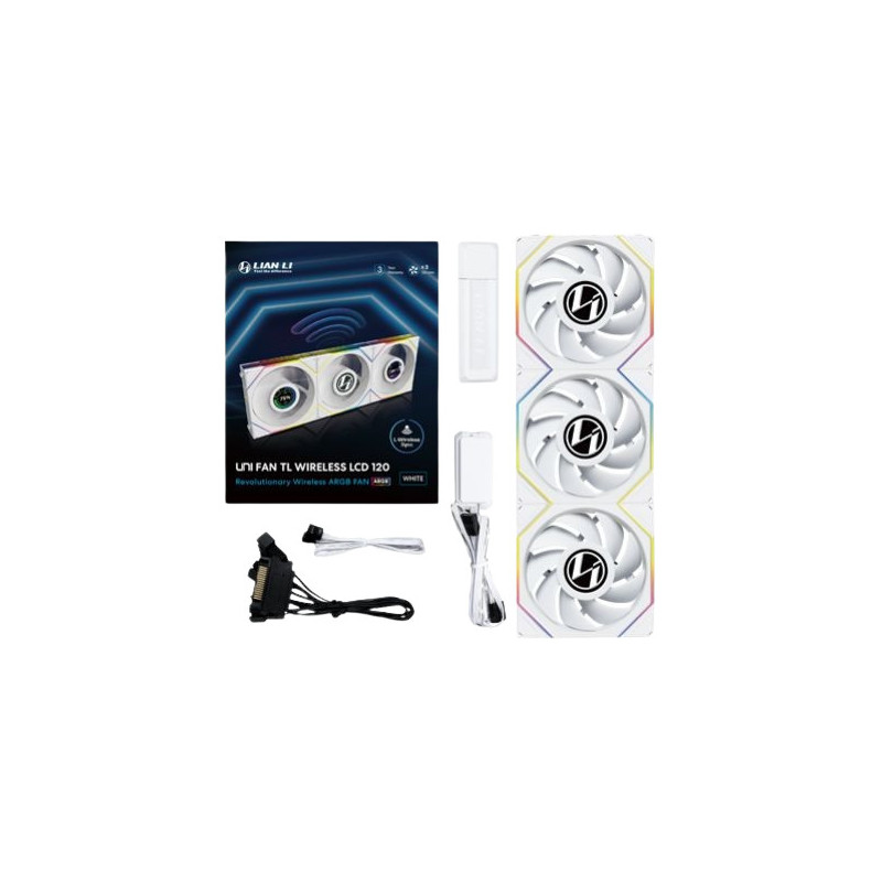 Lian Li 12TLLCD1W3W Tietokoneen jäähdytysjärjestelmä Tietokonekotelo Tuuletin 12 cm Valkoinen