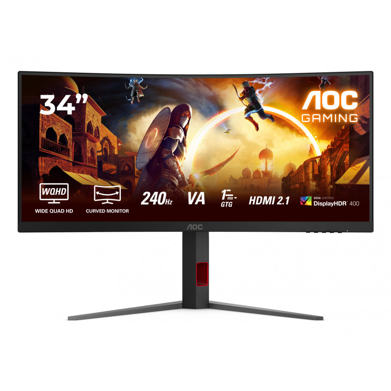 AOC G4 CU34G4Z tietokoneen litteä näyttö 86,4 cm (34") 3440 x 1440 pikseliä Wide Quad HD LED musta, Punainen