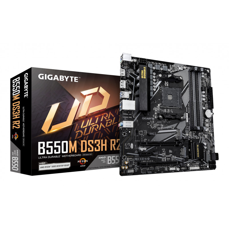 GIGABYTE B550M DS3H R2 emolevy AMD B550 Kanta AM4 mikro ATX