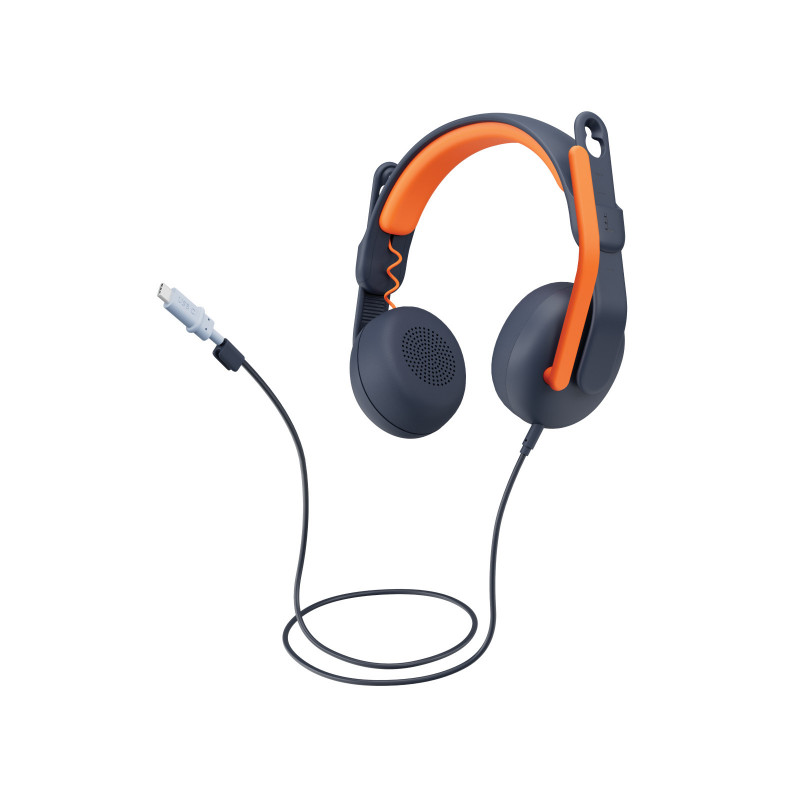 Logitech 981-001367 kuulokkeet ja kuulokemikrofoni Langallinen Pääpanta Koulutus USB Type-C Sininen, Oranssi