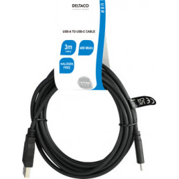 Deltaco USBC-1007-LSZH USB-kaapeli USB 2.0 3 m USB A musta
