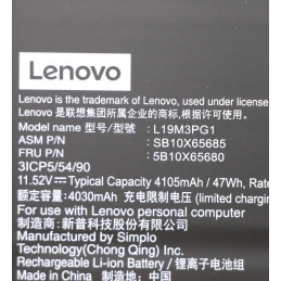 Lenovo 5B10X65680 kannettavan tietokoneen varaosa Akku