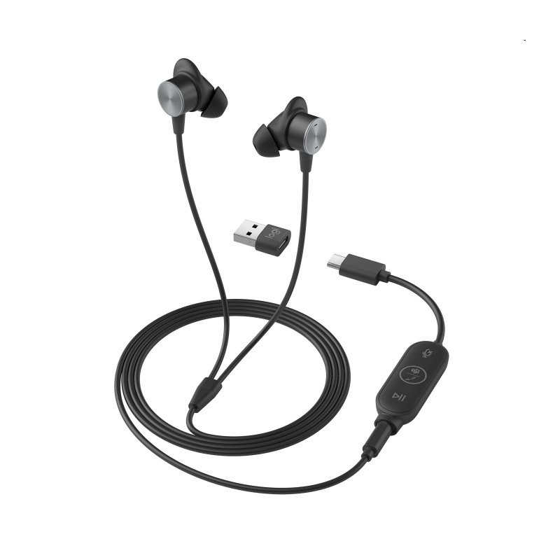 Logitech 981-001009 kuulokkeet ja kuulokemikrofoni Langallinen In-ear Toimisto puhelukeskus USB Type-C Grafiitti