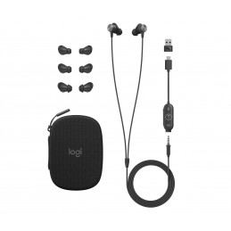 Logitech 981-001009 kuulokkeet ja kuulokemikrofoni Langallinen In-ear Toimisto puhelukeskus USB Type-C Grafiitti