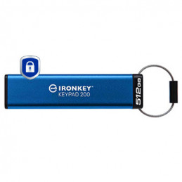 Kingston Technology IronKey Keypad 200 USB-muisti 512 GB USB A-tyyppi 3.2 Gen 1 (3.1 Gen 1) Sininen