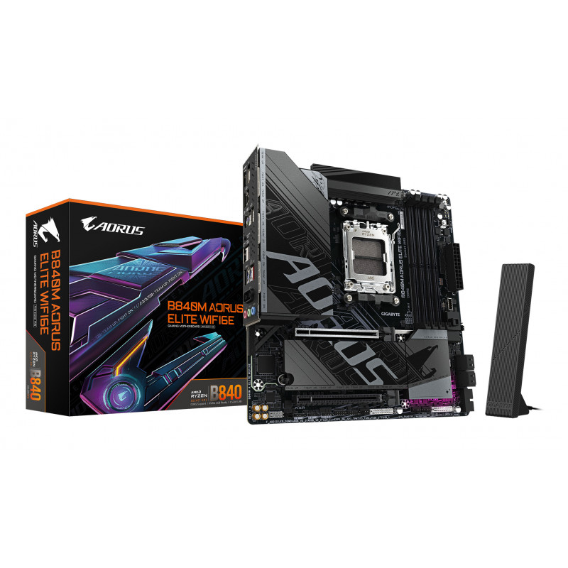 GIGABYTE B840M AORUS ELITE WIFI6E AMD B840 Pistoke AM5 mikro ATX