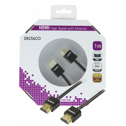 Deltaco HDMI-1091-K HDMI-kaapeli 1 m HDMI-tyyppi A (vakio) musta