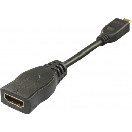 Deltaco HDMI-24B HDMI-kaapeli 0,1 m HDMI-tyyppi D (mikro) HDMI-tyyppi A (vakio) musta