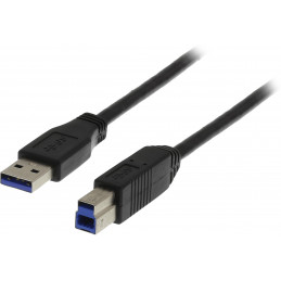 Deltaco USB 3.0 kaapeli, A ur - B ur, 1m, musta