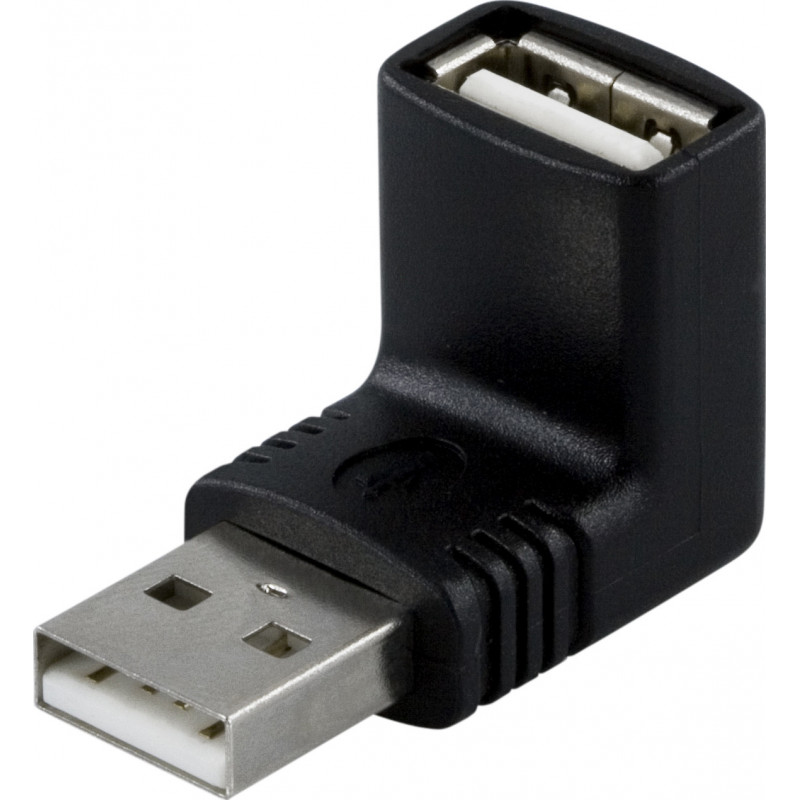 Deltaco Sovitin, USB-A uros - USB-A naaras, kulmaliitin