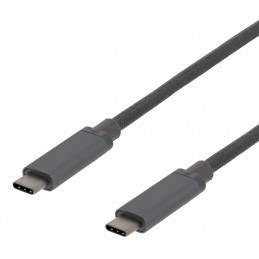 Deltaco USB-C-kaapeli, 1m, 60W USB PD, 10Gbps, harmaa