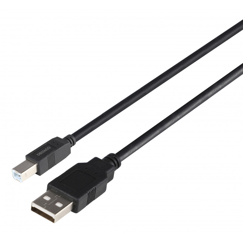 Deltaco USB 2.0 cable USB-A male - USB-B male, LSZH, 3m, black