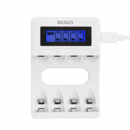 Deltaco C704A4-4xAAA laturi Kotitalousakku USB