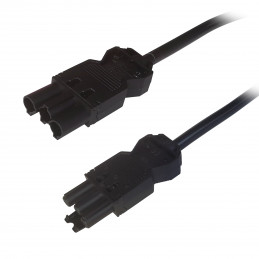 Deltaco Jatkokaapeli, GST18 uros - GST18 naaras, maadoitettu, 0,3m, musta