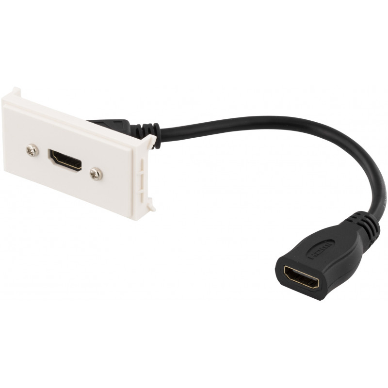 Deltaco Liitinpaneeli, 1xHDMI, 0,2m, valkoinen