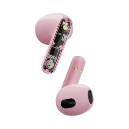 Streetz T150, osittain läpinäkyvät TWS-kuulokkeet, pinkki