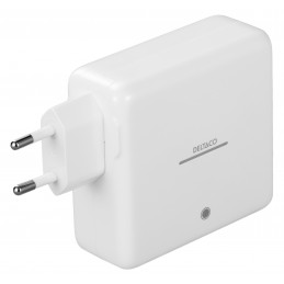 Deltaco USB-C-seinälaturi, kiinteä varavirtalähde, GaN-teknologia, 9600 mAh, valkoinen