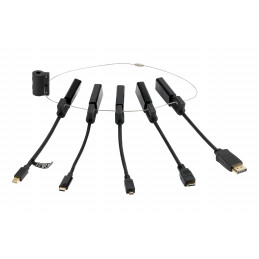 Deltaco Modulaarinen HDMI-sovitinrengas, USB-C, DP, Mini DP, Mini HDMI ja Micro HDMI, musta