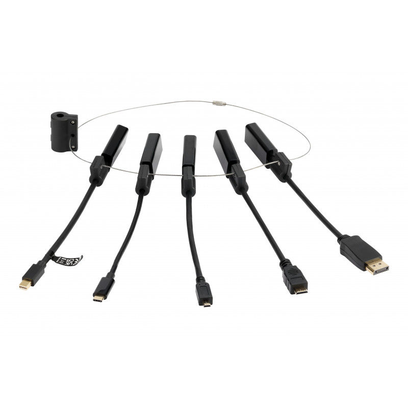 Deltaco Modulaarinen HDMI-sovitinrengas, USB-C, DP, Mini DP, Mini HDMI ja Micro HDMI, musta